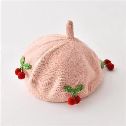 Béret Bébé Tricoté Cerise