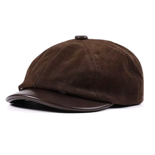 Béret Octogonal en Daim Véritable