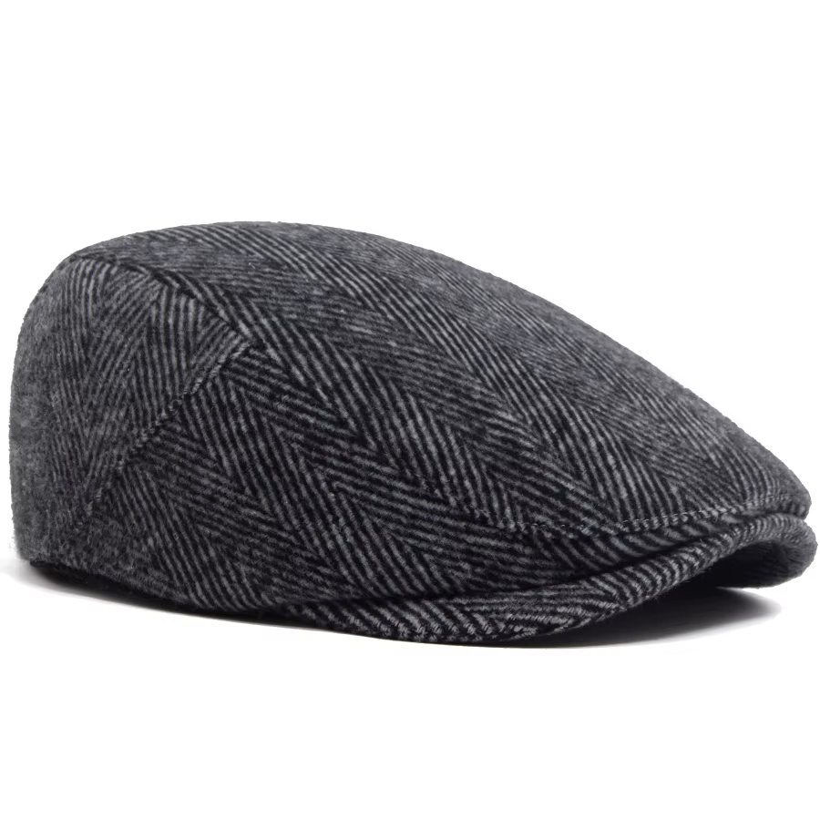 Béret Gavroche Vintage à Motif Pied-de-Poule