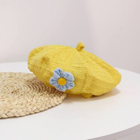Béret Bébé Fille Fleur 3D