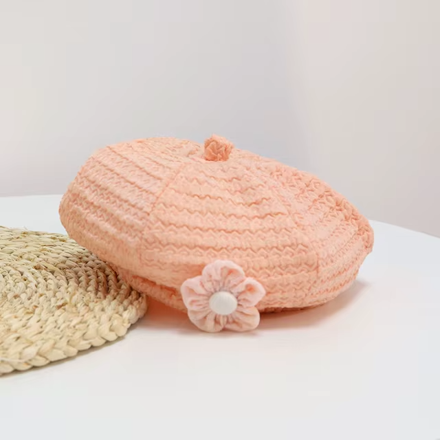 Béret Bébé Fille Fleur 3D