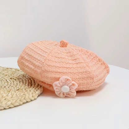 Béret Bébé Fille Fleur 3D